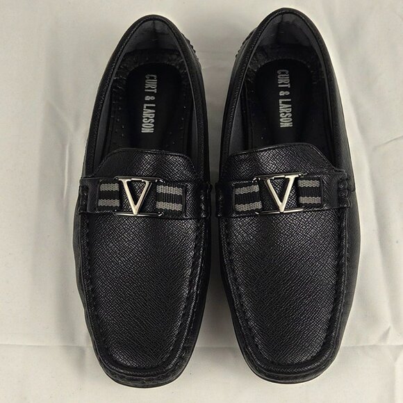 Curt & Larson Faux Leather Textured Black Loafers – Men’s Size 6 - Picture 1 of 10